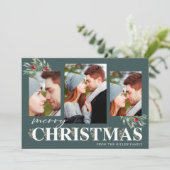 ホリーメリークリスマスホリデーフォトコラージュ シーズンカード (スタンド正面)