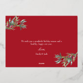 ホリーメリークリスマスホリデーフォトコラージュ 箔シーズンカード (裏面)