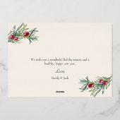 ホリーメリークリスマスホリデーフォトコラージュ 箔シーズンカード (裏面)