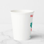 ホリーメリークリスマスレッドホワイトグリーン名前をカスタムする 紙コップ (右)