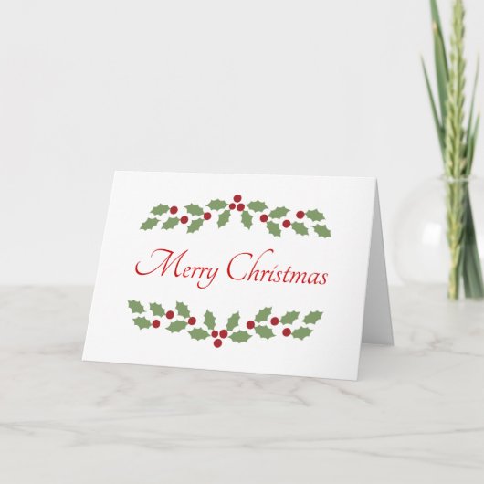 ホリーメリークリスマスワードシンプルクラシックエレガント シーズンカード (正面)