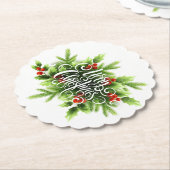 ホリーメリークリスマス紙コースター ペーパーコースター (アングル)