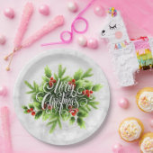 ホリーメリークリスマス紙プレート ペーパープレート (パーティー)