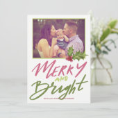 ホリーメリーベリーと明るいピンクの緑のスクリプトの写真 シーズンカード (スタンド正面)