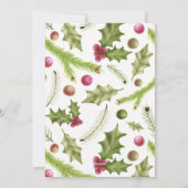 ホリーメリーベリーと明るいピンクの緑のスクリプトの写真 シーズンカード (裏面)