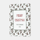 ホリーモダンクリスマスプラントベリーパターン メタルオーナメント (正面左)