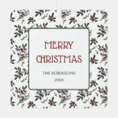 ホリーモダンクリスマスプラントベリーパターン メタルオーナメント (裏面)