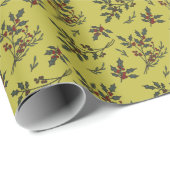 ホリーモダンクリスマスプラント冬のパターン ラッピングペーパー (ロールコーナー)