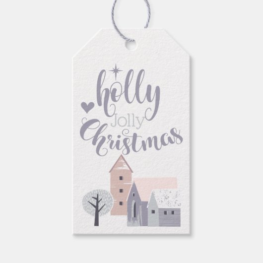 ホリーモダンスすてきクリスマスパステルカラー ギフトタグ (正面)