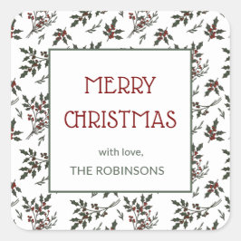 ホリーモダンス・クリスマス・ボタニカル・ベリー・パターン スクエアシール