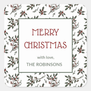 ホリーモダンス・クリスマス・ボタニカル・ベリー・パターン スクエアシール