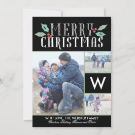 ホリーモダンズモノグラム3写真クリスマス シーズンカード