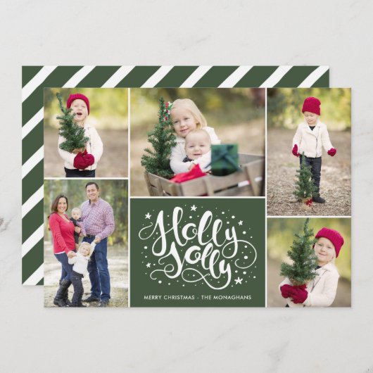 ホリーモダンフォすてきトコラージュクリスマスグリーン シーズンカード (正面/裏面)