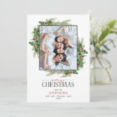 ホリーモダンベリーグリーナリーメリークリスマスフォト シーズンカード (スタンド正面)