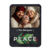 ホリーモダンベリーピース付きブラック&グリーン マグネット (縦)