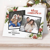 ホリーモダンベリーフォトコラージクリスマス シーズンカード