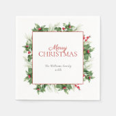 ホリーモダンベリーメリークリスマスナプキンス スタンダードカクテルナプキン (正面)