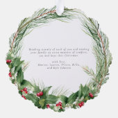 ホリーモダンベリーメリークリスマスフォトリース オーナメントカード (裏面)