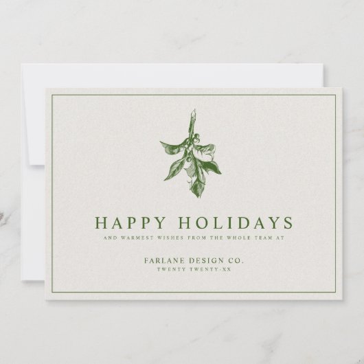 ホリーモダンベリー |消音したエレガントグリーンビジネス シーズンカード (正面)