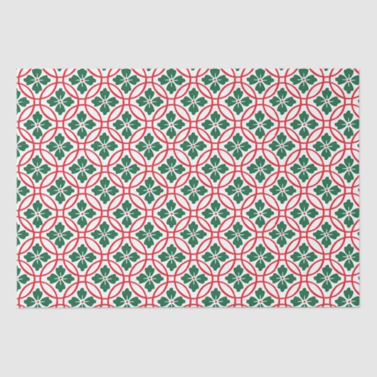 ホリーモダンレッドグリーンホワイトクリスマスホリデー 薄葉紙 (正面)