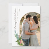 ホリーモダン付きフォトアーチクリスマスカード 招待状 (正面)