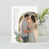 ホリーモダン付きフォトアーチクリスマスカード 招待状 (スタンド正面)