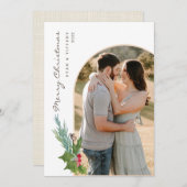 ホリーモダン付きフォトアーチクリスマスカード 招待状 (正面/裏面)