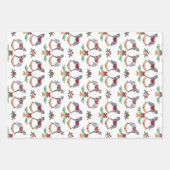 ホリーモミの枝を持つノスタルジックなロッキングホース ラッピングペーパーシート (正面2)