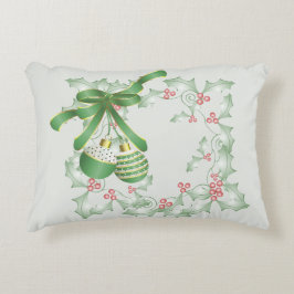 ホリーライトグリーンピンクの枝 アクセントクッション