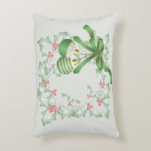 ホリーライトグリーンピンクの枝 アクセントクッション (正面(垂直))