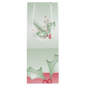 ホリーライトグリーンピンクの枝 ワインギフトバッグ (裏面)