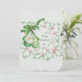 ホリーライトグリーンピンククリスマスの枝 カード (スタンド正面)