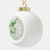ホリーライトグリーンピンククリスマスの枝 セラミックボールオーナメント (右)