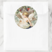 ホリーラウンドステッカー付きクリスマスエンジェル ラウンドシール (バッグ)