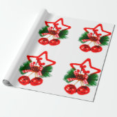 ホリーラッピング付きスター紙 ラッピングペーパー (アンロールド)