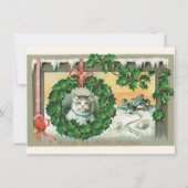 ホリーリースのヴィンテージクリスマスキャットカード シーズンカード (正面)