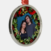 ホリーリースカスタムフォトパーソナライズされたクリスマス メタルオーナメント (右)