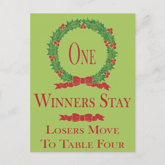 ホリーリースクリスマスバンコテーブルカードワン ポストカード (正面)