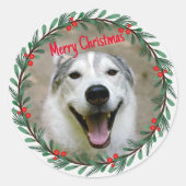 ホリーリースクリスマスフォト ラウンドシール (正面)