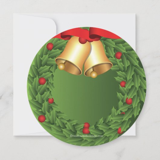 ホリーリースクリスマスホリデーパーティー招待状 招待状 (裏面)