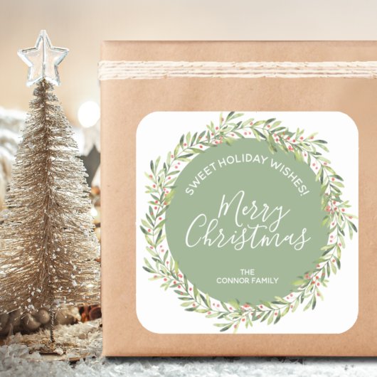 ホリーリースクリスマスホームメイドホリデーベーキング スクエアシール