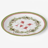 ホリーリースクリスマス |祝日のモ結婚ノグラム  ペーパープレート (アングル)