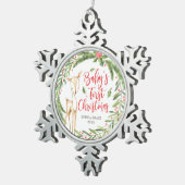 ホリーリースディアベビーズ初めてのクリスマス スノーフレークピューターオーナメント (右)