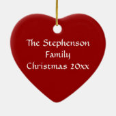 ホリーリースハートフォトパーソナライズされたオーナメント セラミックオーナメント (裏面)