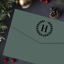 ホリーリースパーソナライズされたクリスマスイニシャル セルフインキングスタンプ