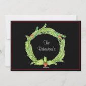 ホリーリースフォトエレガントホリデーグリーティングカード シーズンカード (裏面)