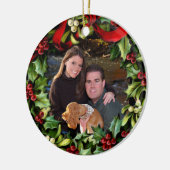 ホリーリースフォトパーソナライズされたオーナメント セラミックオーナメント (左)