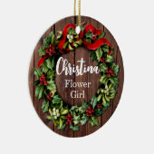ホリーリースフラワーガールカスタムウェディングパーティー セラミックオーナメント (右)