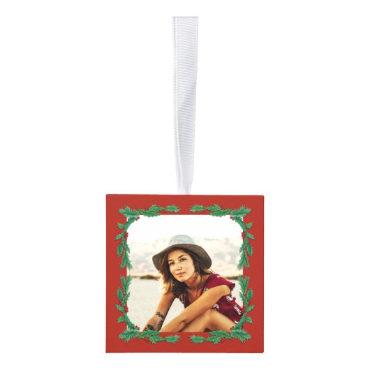 ホリーリースフレーム付きキューブフォトオーナメント キューブオーナメント (右)