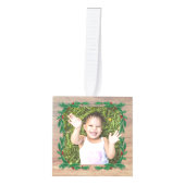 ホリーリースフレーム木製キューブフォトオーナメント キューブオーナメント (正面)